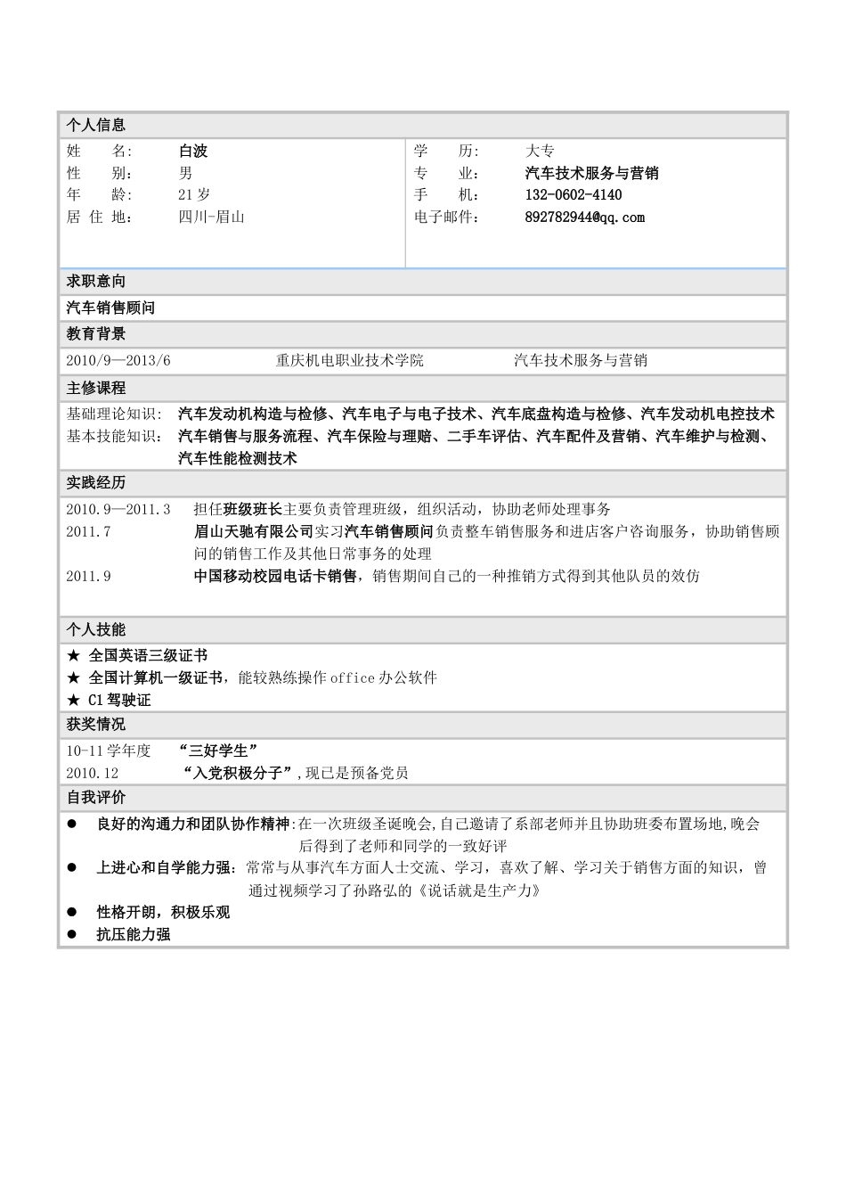 简历合集个人简历模板(273)简历合集 个人简历模板 免费下载.doc