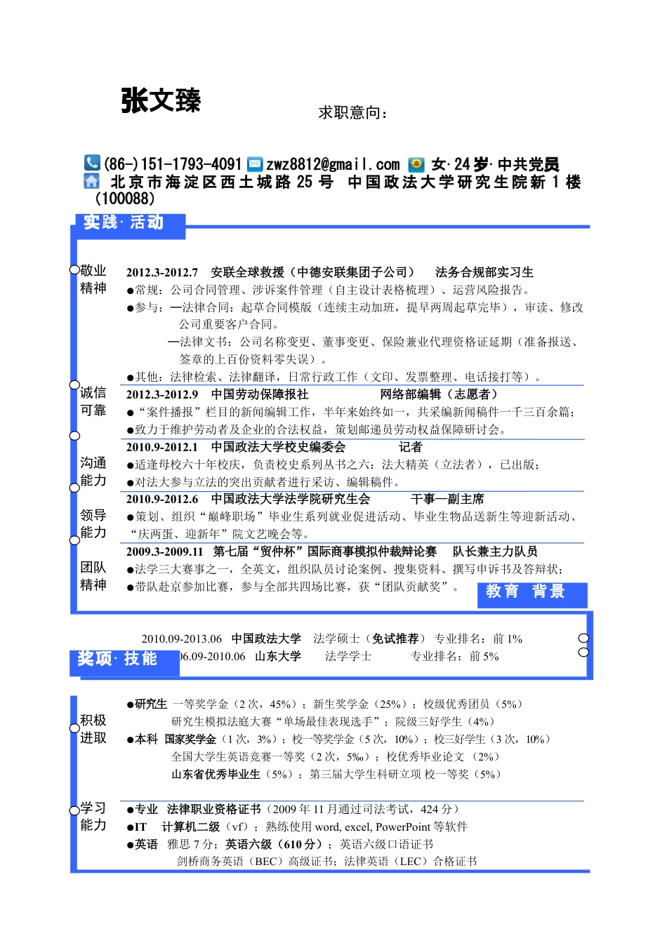 简历合集个人简历模板(94)简历合集 个人简历模板 免费下载.doc