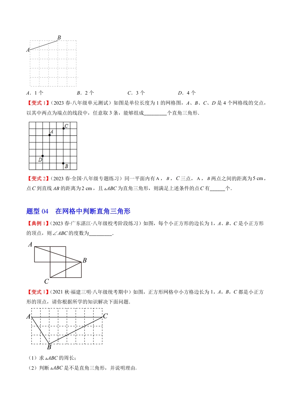 八年级上册 数学第02讲 一定是直角三角形吗（原卷版）.pdf