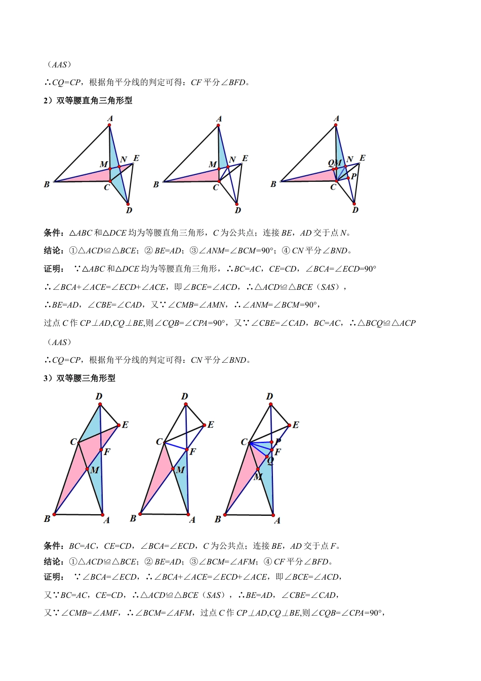 2025年中考数学几何模型归纳训练专题20 全等与相似模型之手拉手模型解读与提分精练（全国通用）（原卷版）.docx