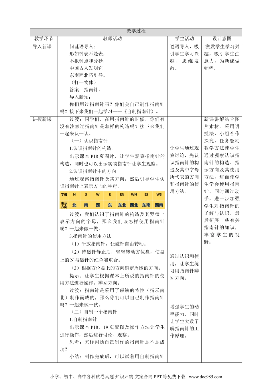 （苏教版）二年级下册科学苏教版-科学 二下6 自制指南针-教案.doc