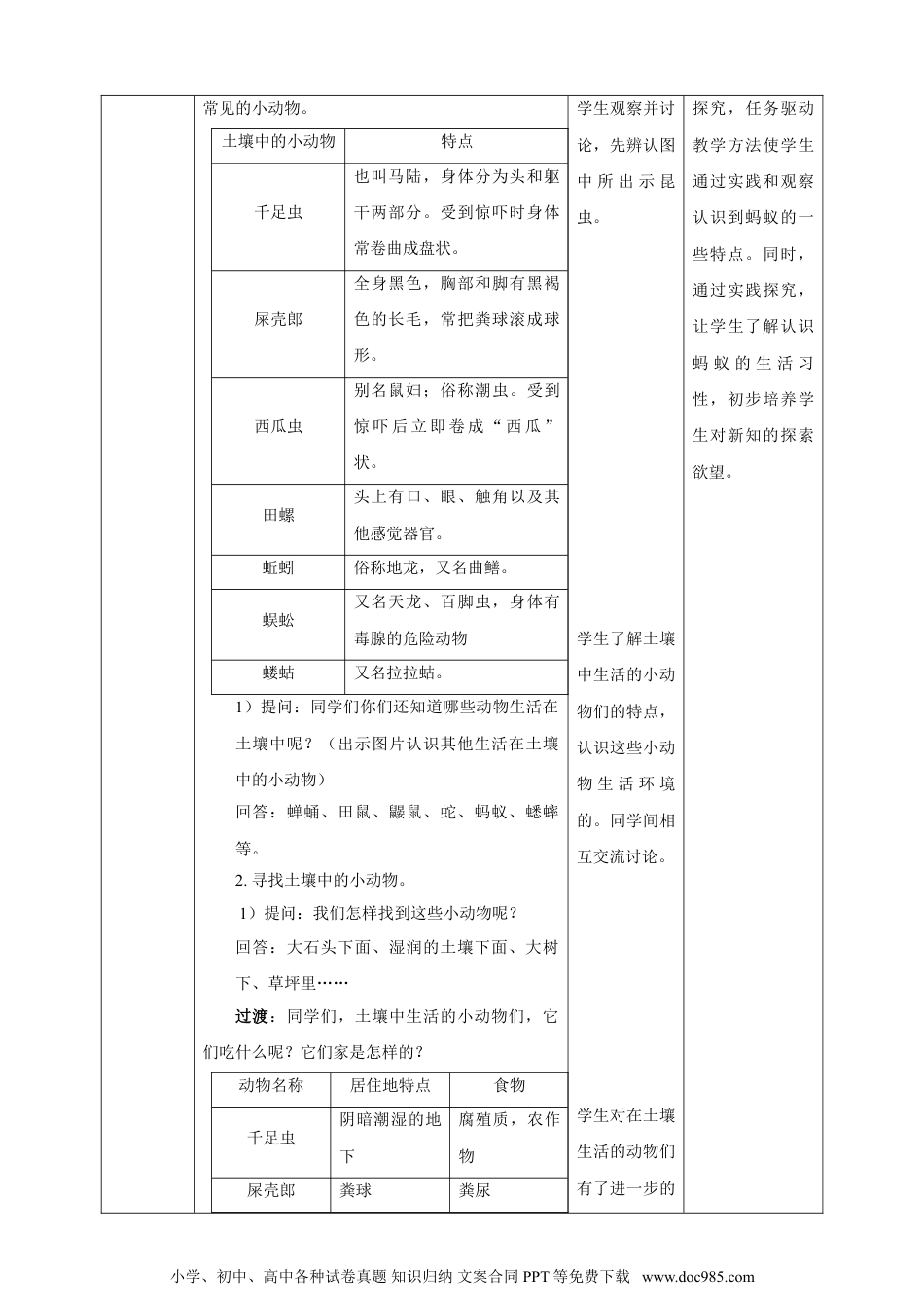 （苏教版）二年级下册科学苏教版-科学 二下9寻访土壤中的小动物-教案.doc