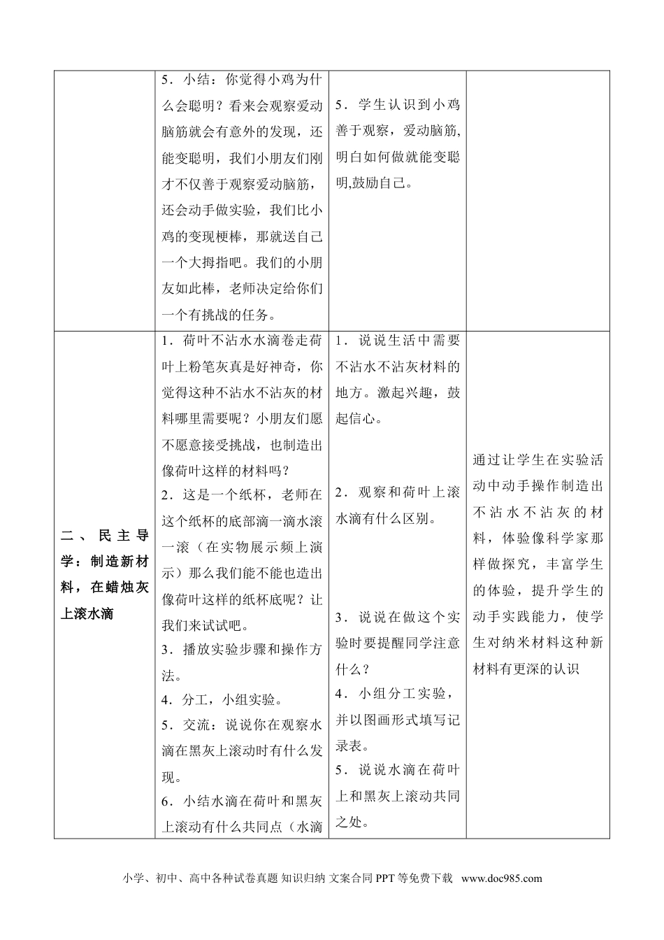 （苏教版）二年级下册科学3.神奇的新材料（江苏  谢锡萍）（网格式教案）.doc