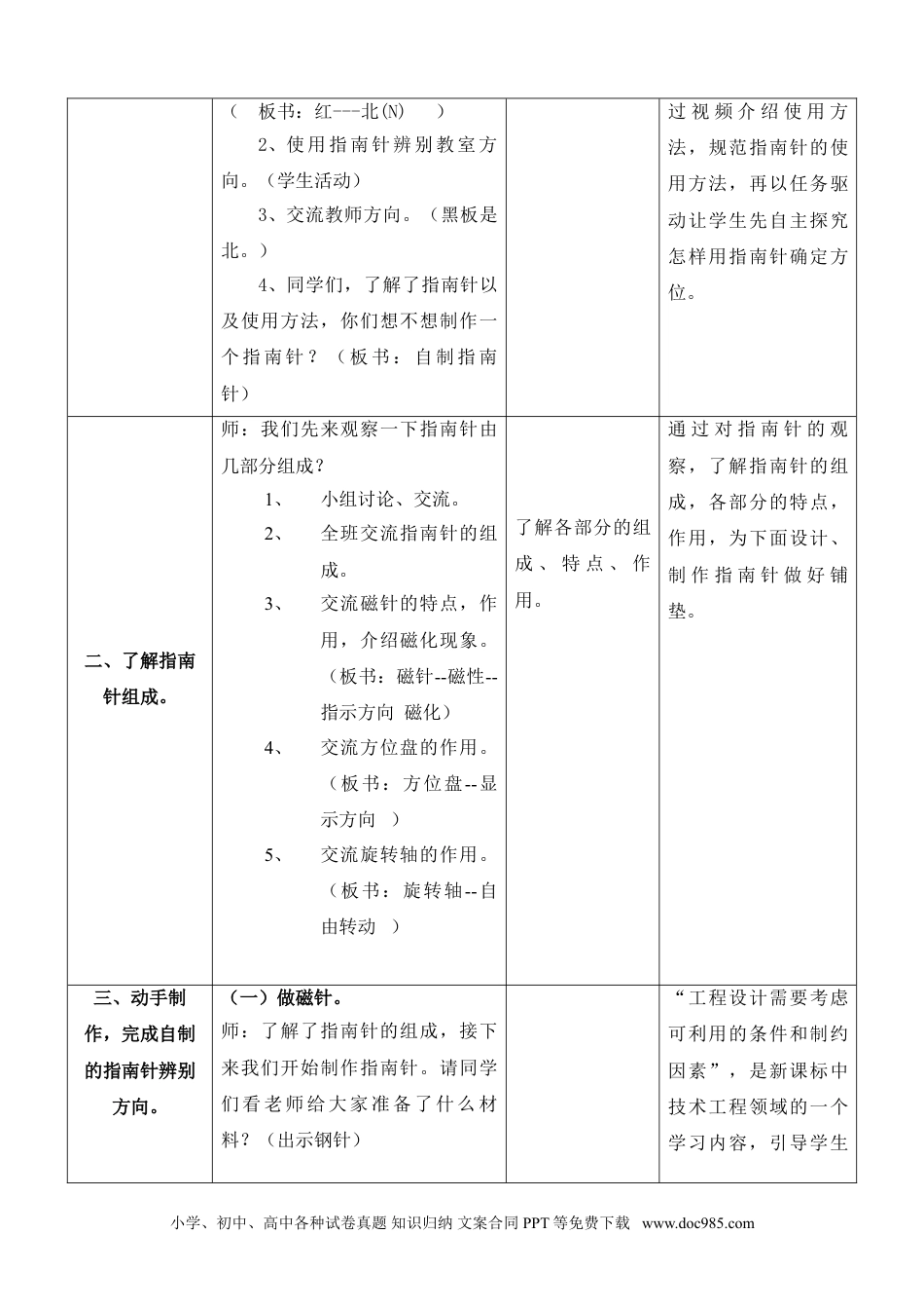 （苏教版）二年级下册科学6.自制指南针（辽宁   李耀峰）网格式教案.doc