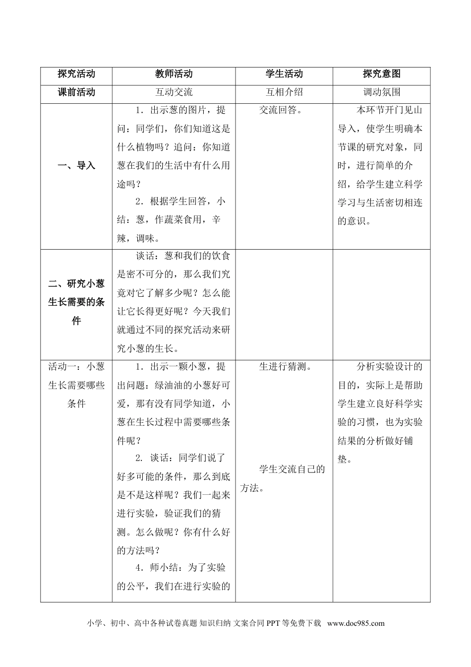 （苏教版）二年级下册科学7.栽小葱（陕西西安 段小丹）（网格式教案）.doc