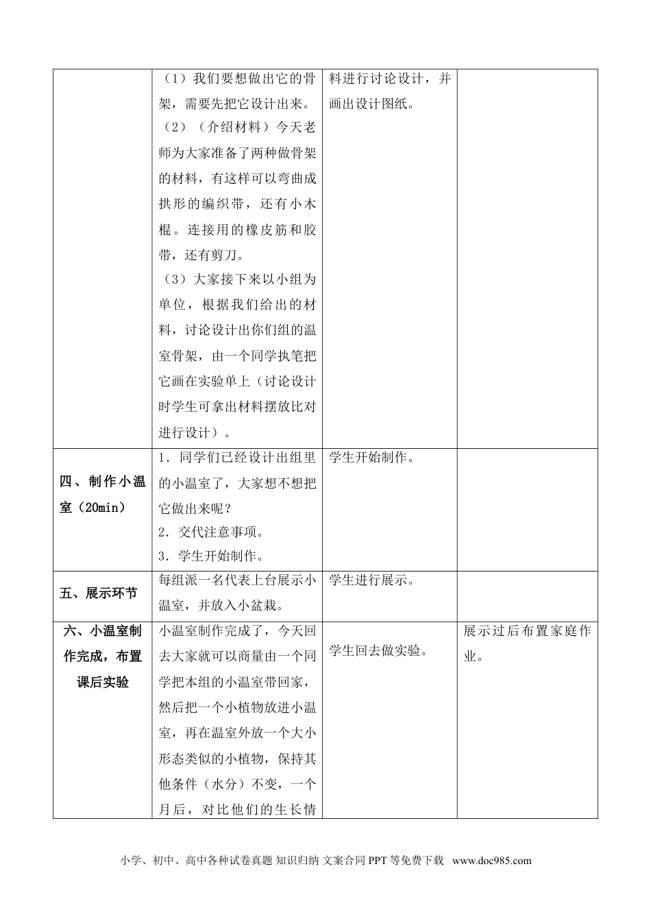 （苏教版）二年级下册科学12.做个小温室（内蒙古  邬飞）（网格式教案）.doc