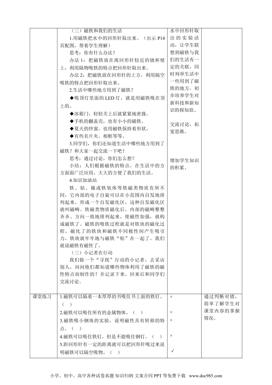 （苏教版）二年级下册科学苏教版-科学 二下4 磁铁的吸力-教案.doc