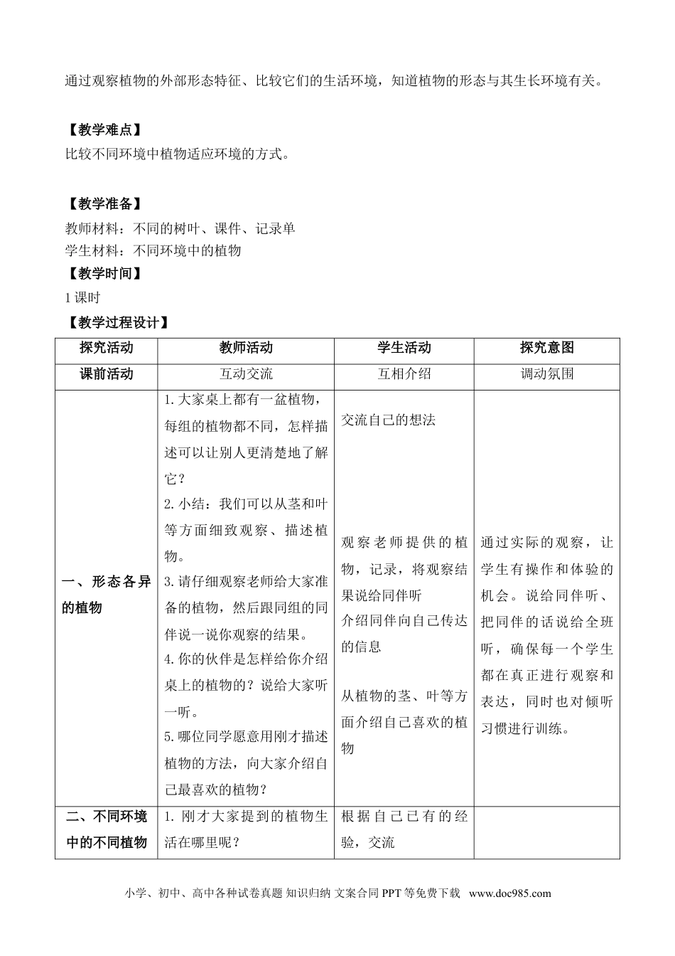 （苏教版）三年级下册科学5.不同环境里的植物（江苏  蒋寅凡）.doc