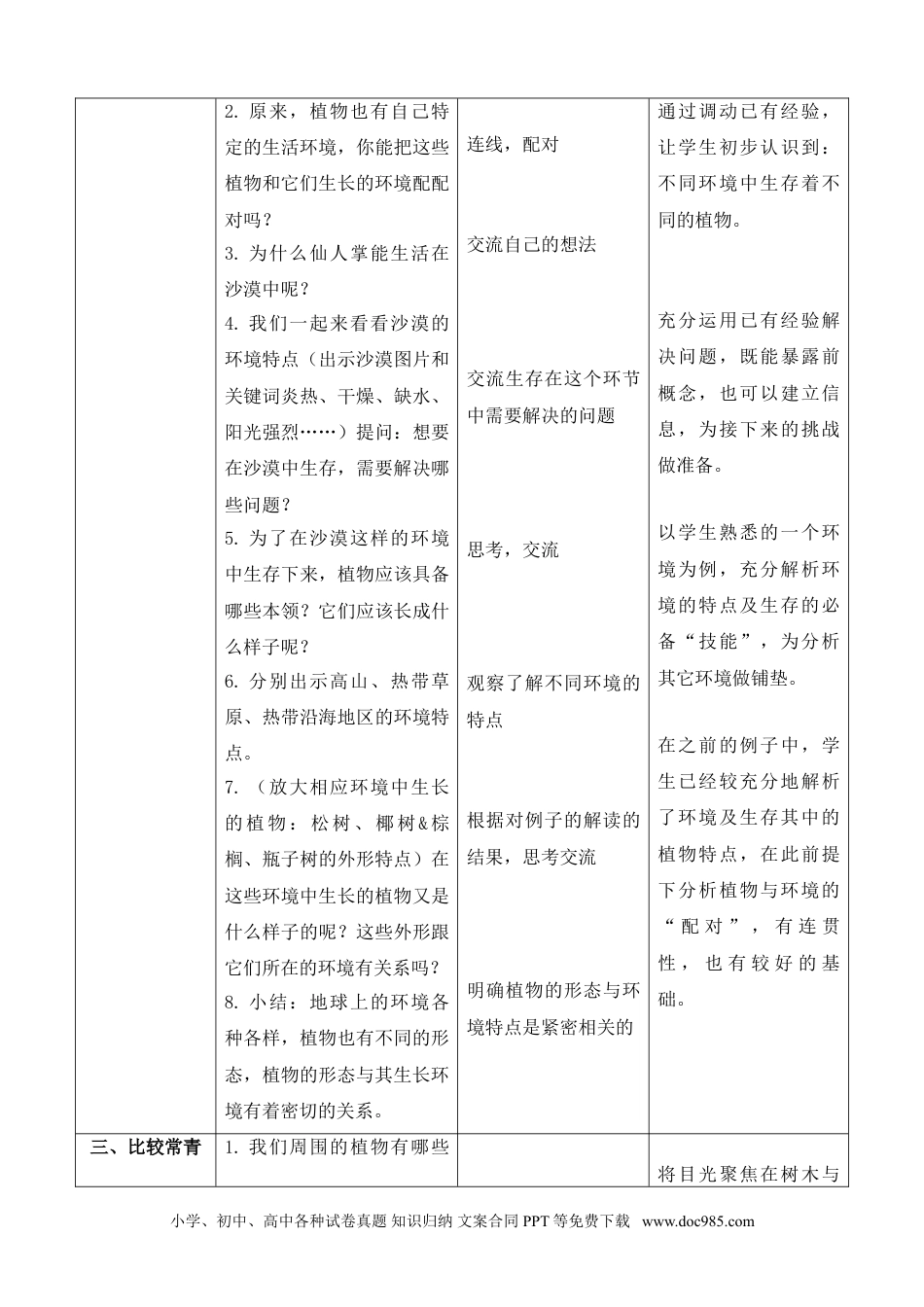 （苏教版）三年级下册科学5.不同环境里的植物（江苏  蒋寅凡）.doc