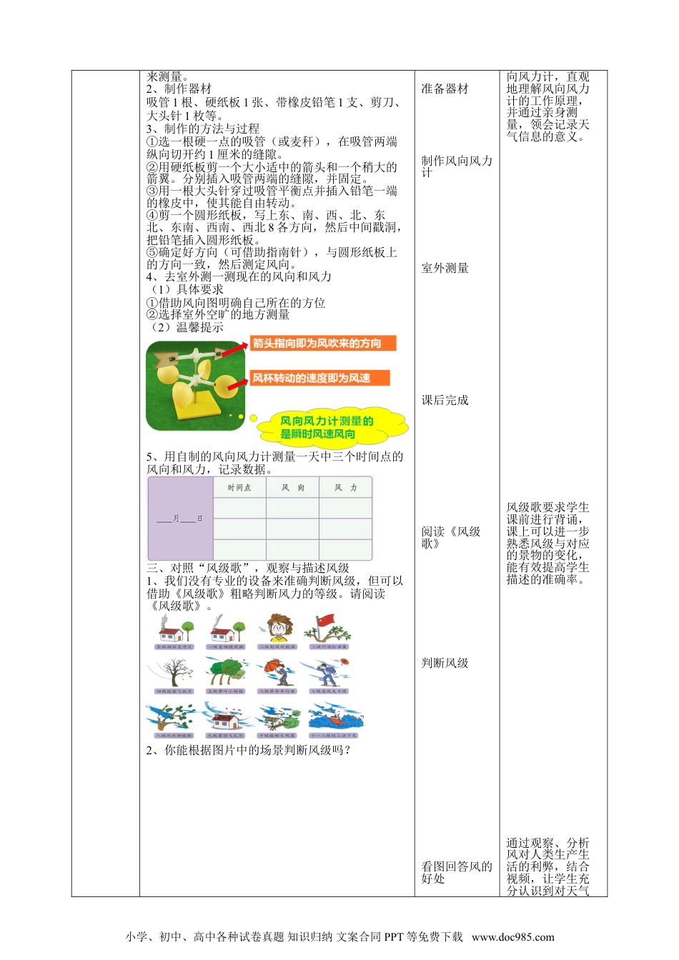 （苏教版）三年级下册科学5.18《风向和风力》教案.doc