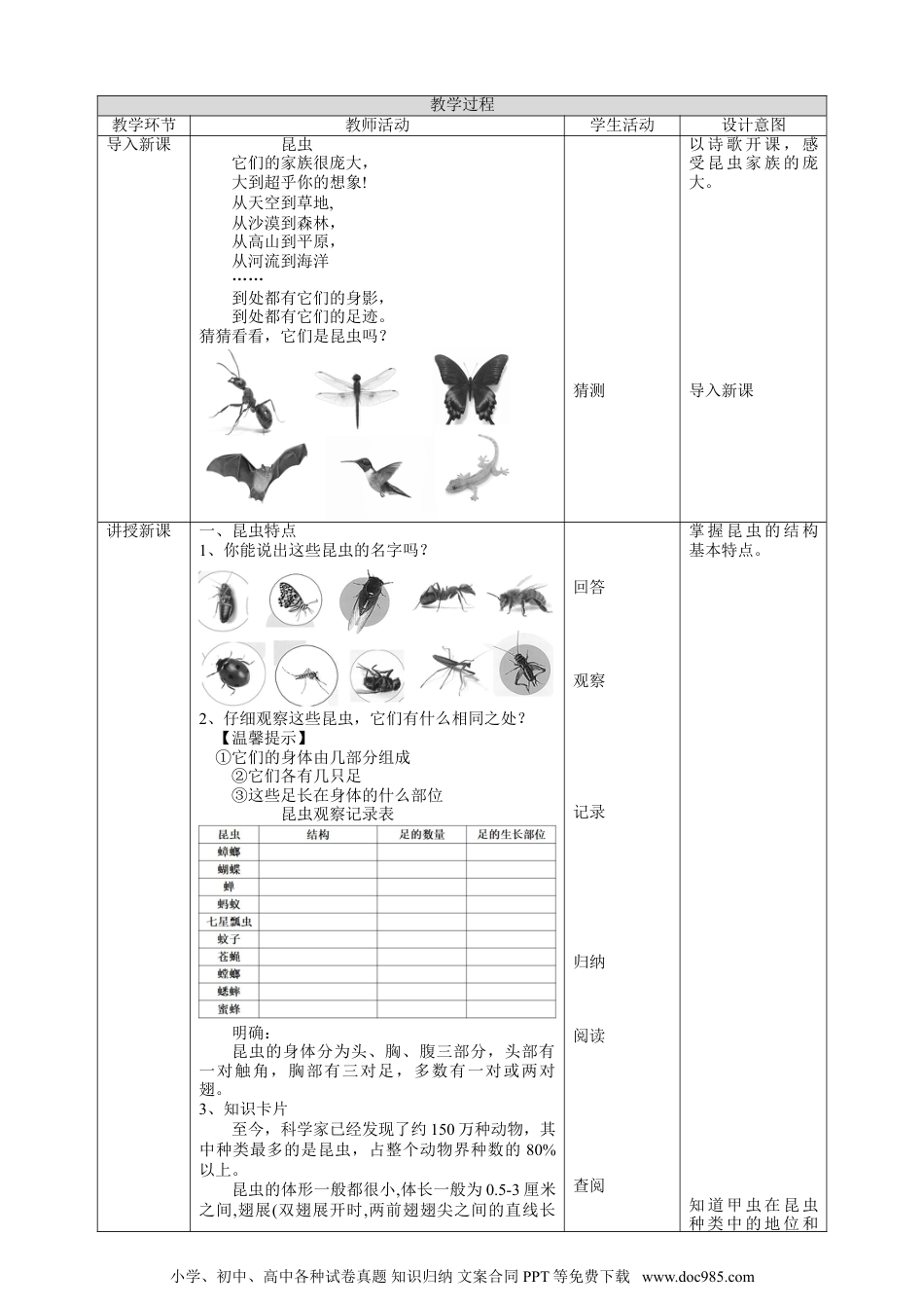 （苏教版）四年级下册科学3.9《庞大的“家族”》教案.doc