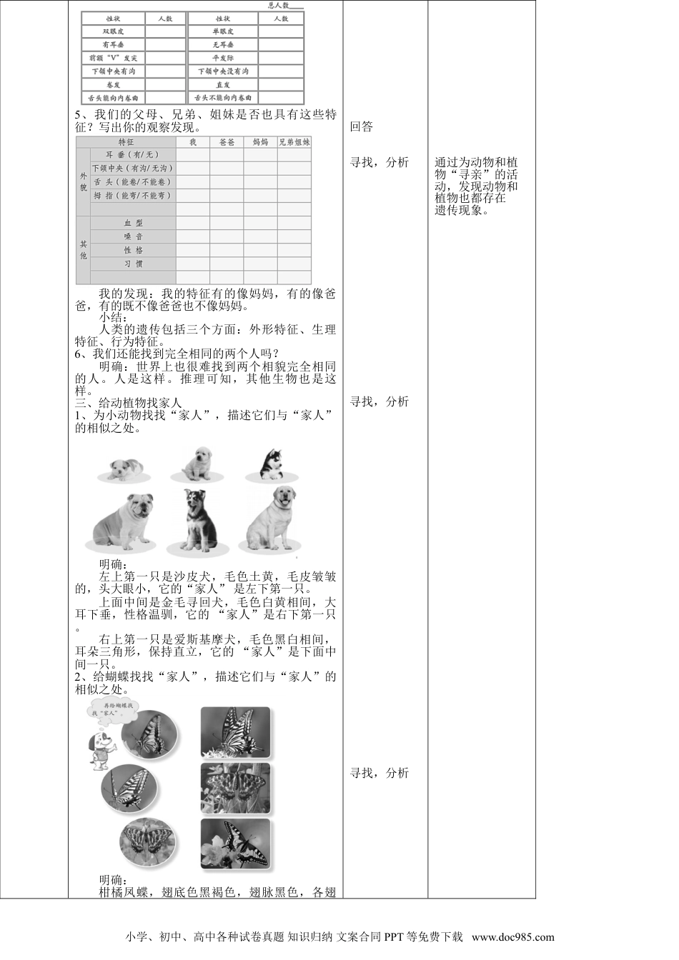 （苏教版）六年级上册科学 2.5《生物的遗传》教案.doc