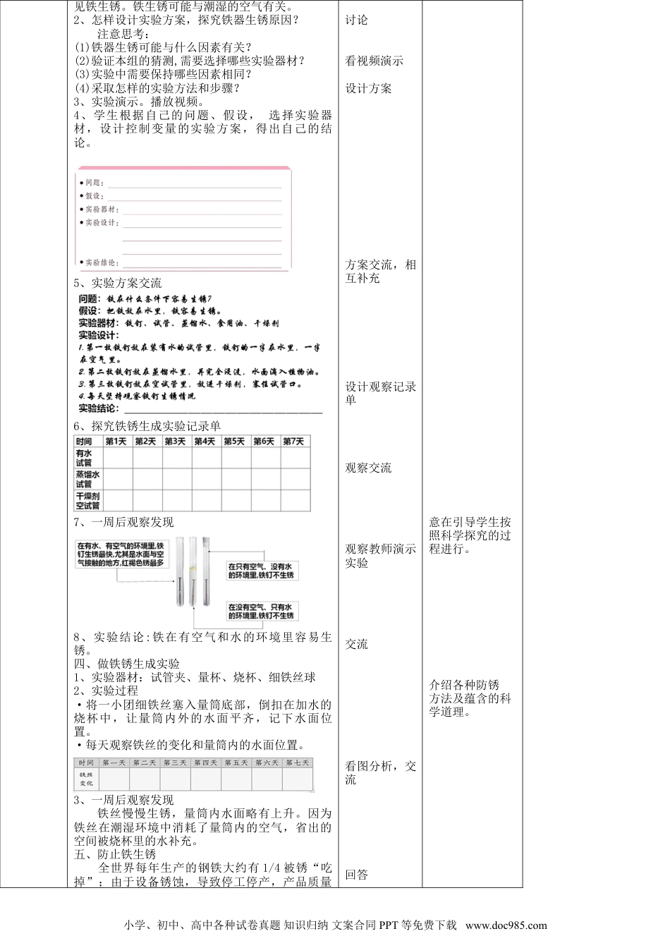 （苏教版）六年级上册科学 1.2《铁生锈》教案.doc