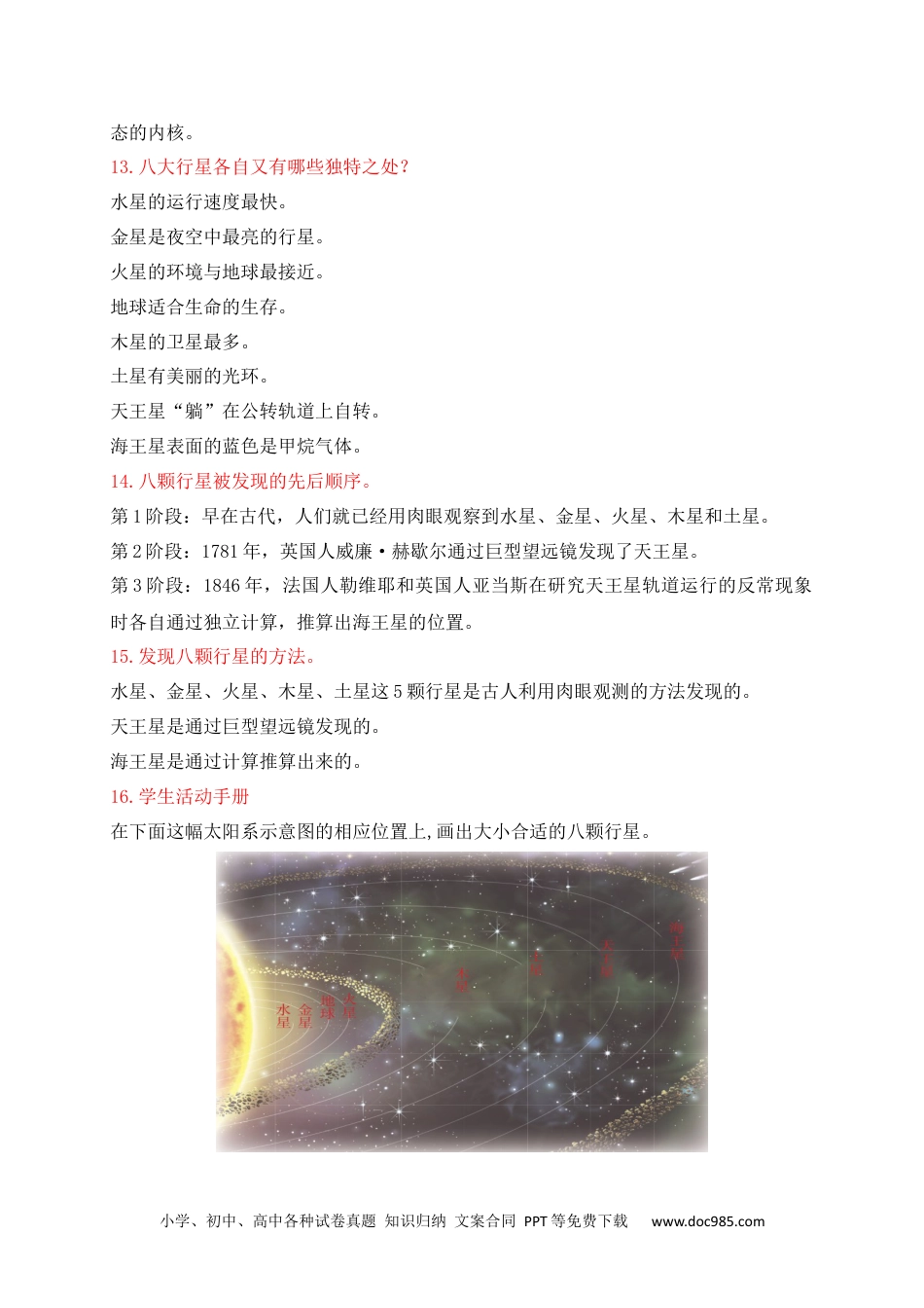 新苏教版六年级上册科学第四单元探索宇宙知识点整理.docx