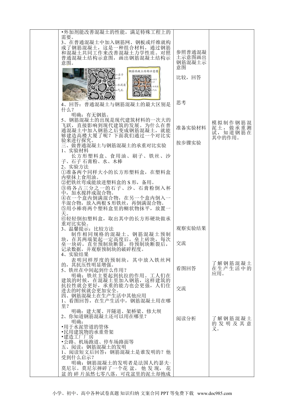 （苏教版）六年级上册科学 5.17《钢筋混凝土与现代建筑业》教案.doc