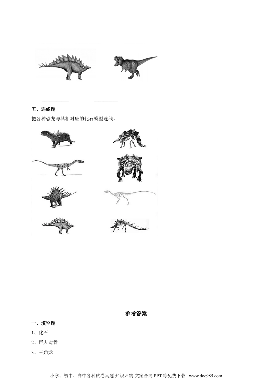 （苏教版）六年级上册科学 3.8《消逝的恐龙》练习（含答案）.doc