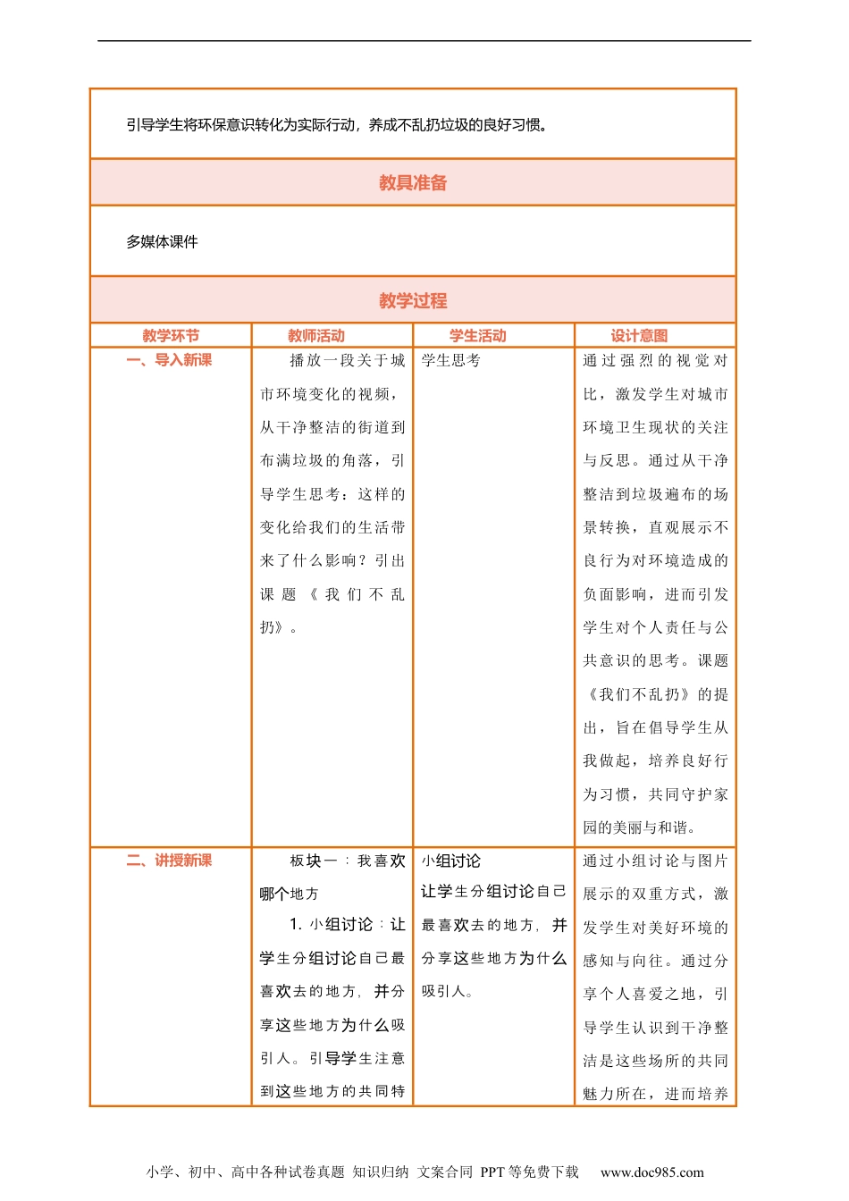 一年级上册部编版 道德与法治15.《我们不乱扔》第1课时 教案.docx