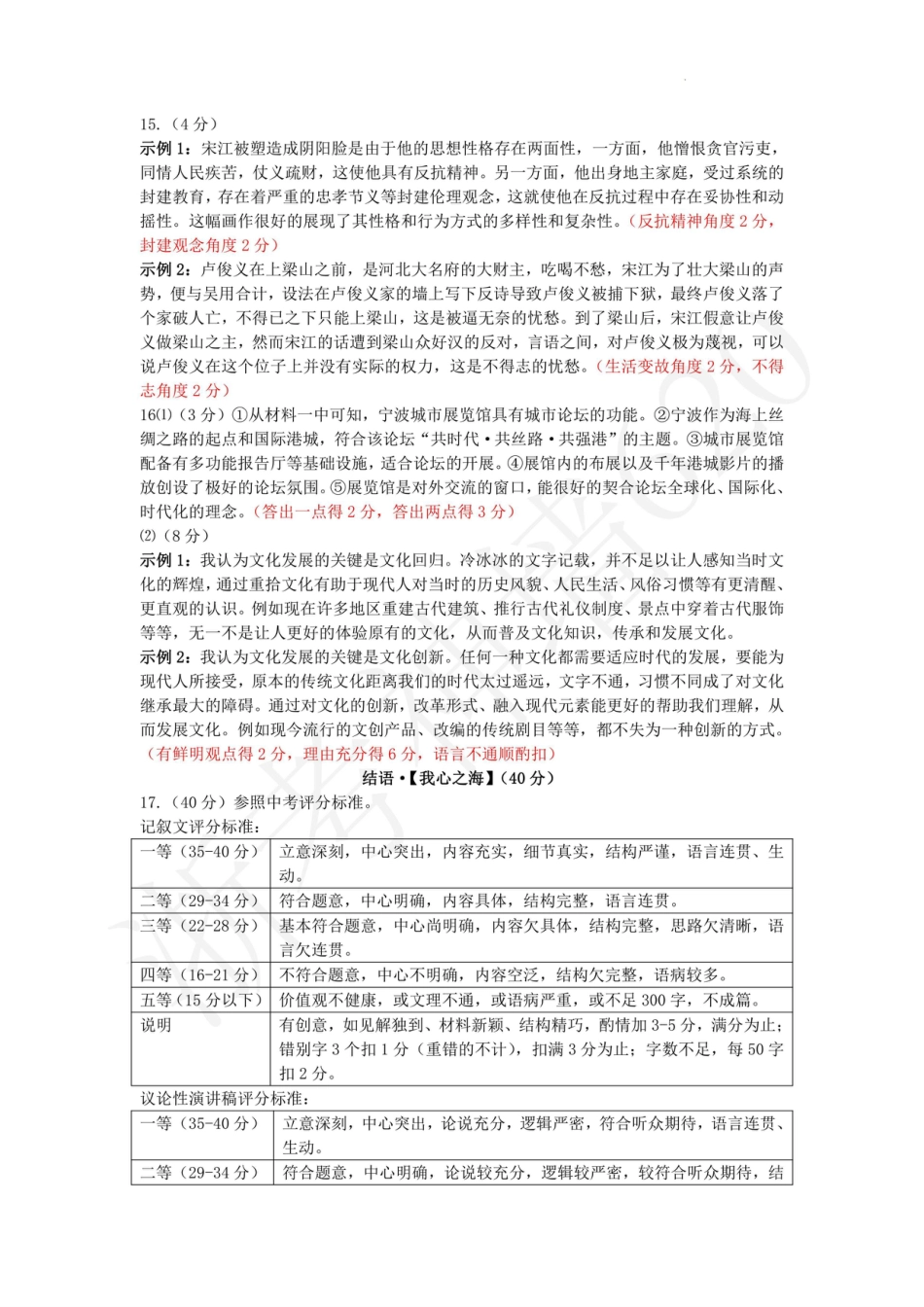 语文答案-2401宁波海曙区2023学年上学期九年级期末考.pdf