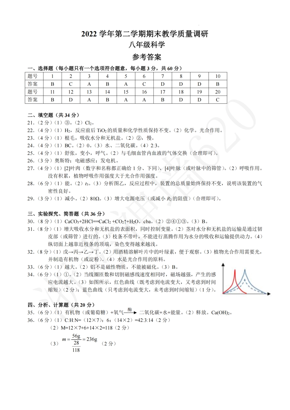 科学答案-2306杭州市拱墅区22学年八下期末.pdf