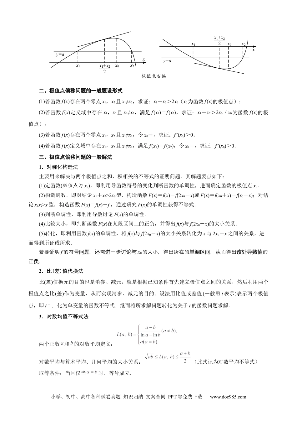 高中数学高考数学10大专题技巧--专题23　极值点偏移问题概述（教师版).docx