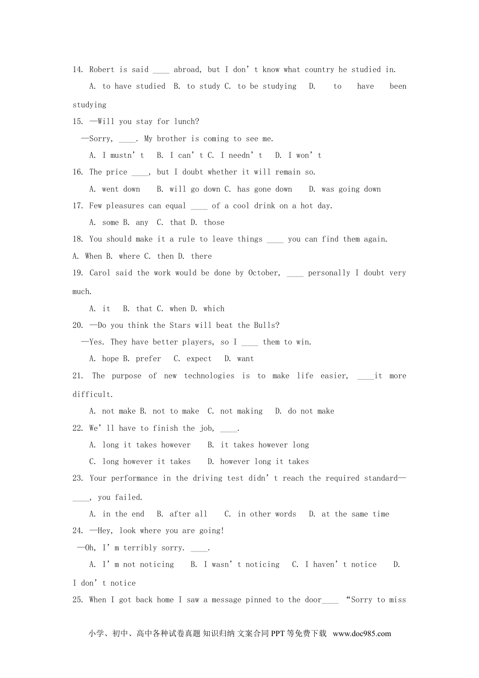 1999年福建高考英语真题及答案 (1).doc