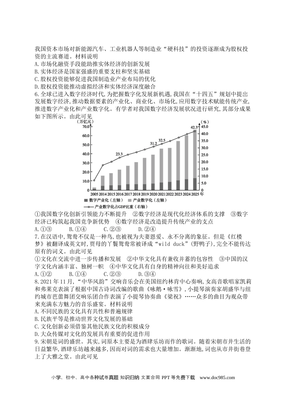 2022年高考政治试卷（江苏）（空白卷） (1).docx