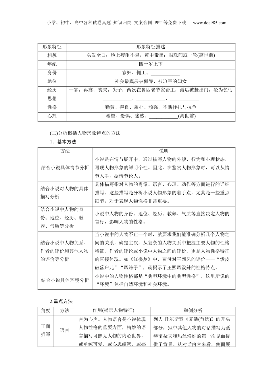 2025年新高考语文复习  板块二　学案12　分析概括人物特点——因形悟神，立象尽意.docx