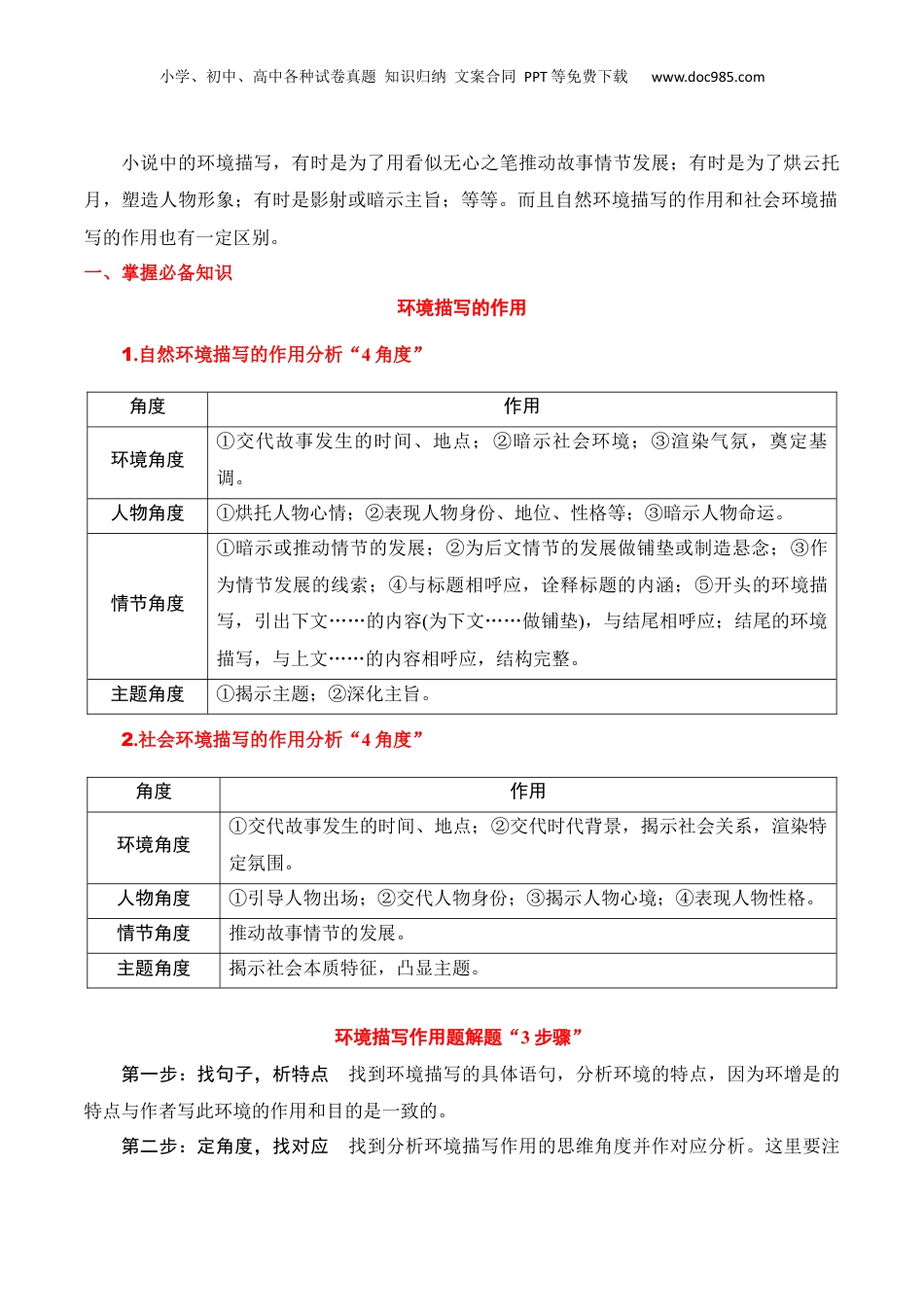 2025年新高考语文复习  专题03：赏析小说环境（解析版）-【上好课】2025年高考语文一轮复习知识清单.docx