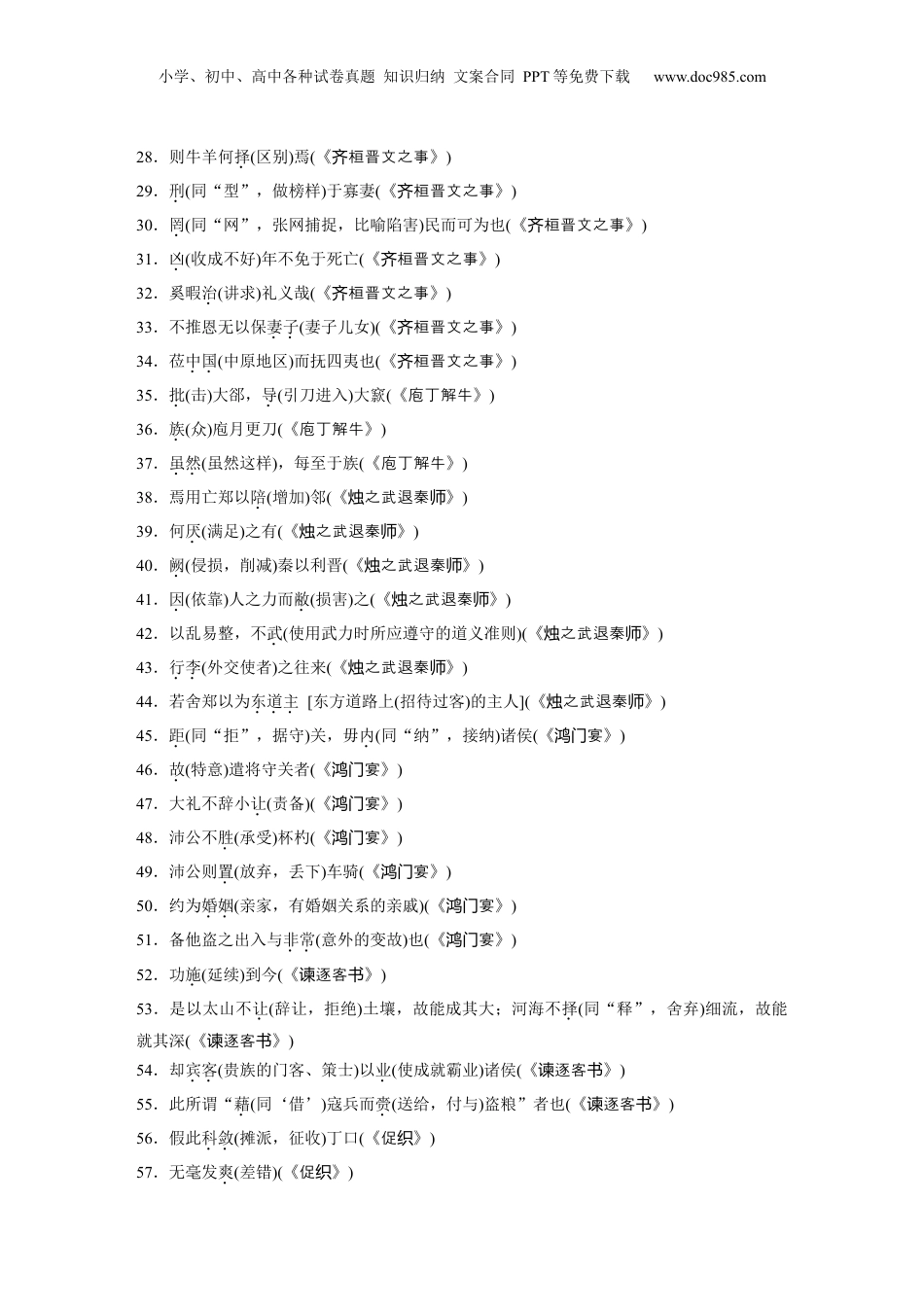 2025年新高考语文复习  必背四　200个教材重点实词.docx