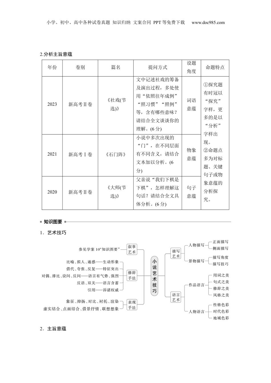 2025年新高考语文复习  板块二　学案14　赏析艺术技巧，分析主旨意蕴——精准判断，多方思考 (1).docx
