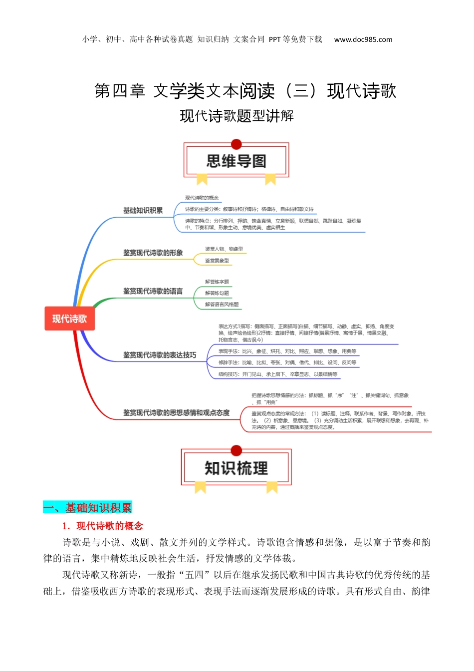 2025年新高考语文复习  专题01：现代诗歌题型讲解（解析版）-【上好课】2025年高考语文一轮复习知识清单.docx