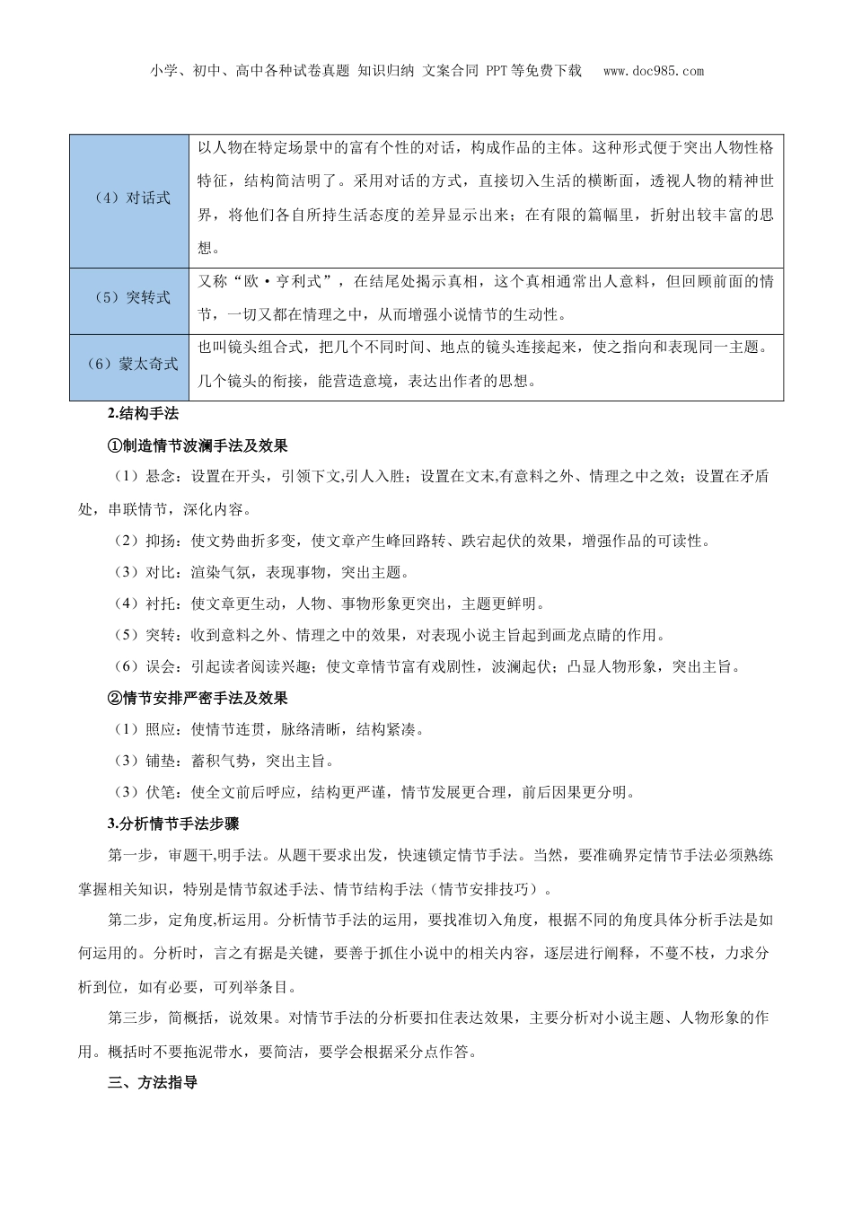 2025年新高考语文复习  考点15 情节（原卷版）.docx