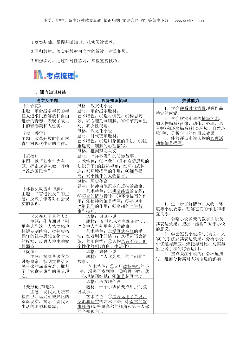 2025年新高考语文复习  考点14 小说整体感知（解析版）.docx