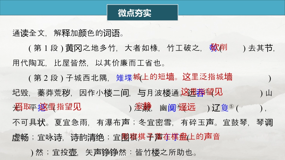 选修(二)　单篇梳理6　黄冈竹楼记.pptx