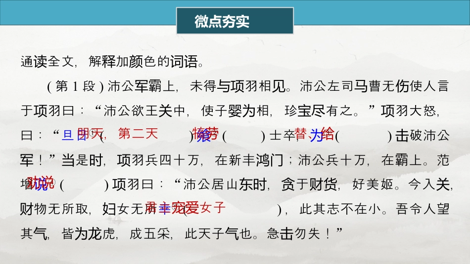必修下册(二)　单篇梳理5　鸿门宴.pptx
