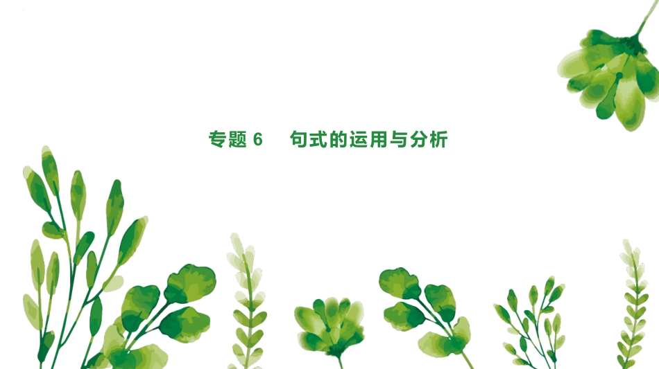 考点06+句式的运用和分析-2025年高考语文一轮复习语言文字运用系列课件.pptx