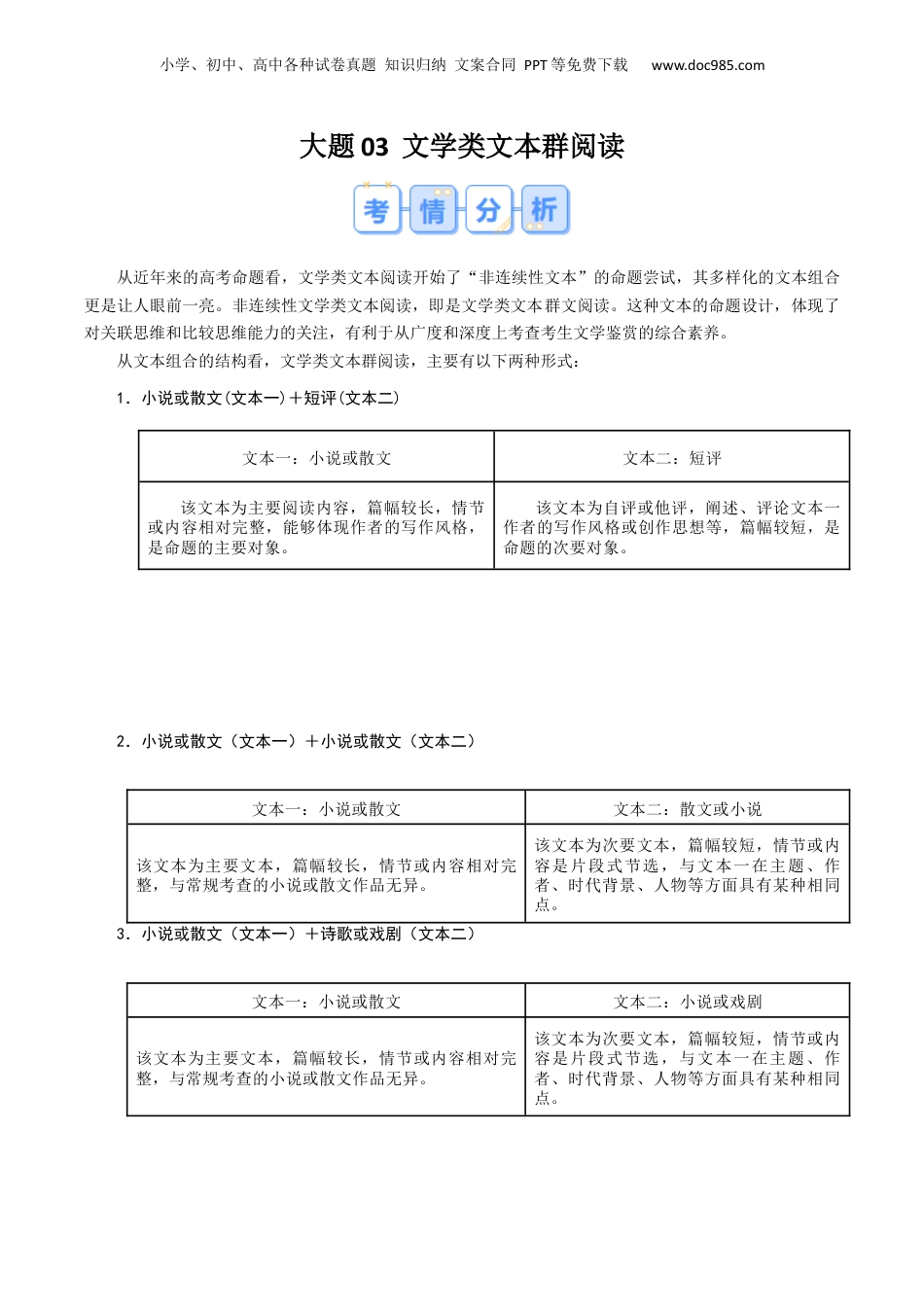 2024年新高考语文资料大题04  文学类文本群阅读（ 现代文阅读Ⅱ） （解析版）.docx