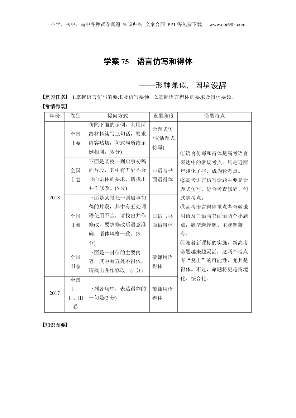 2024年新高考语文资料板块八 学案75　语言仿写和得体——形神兼似，因境设辞.docx