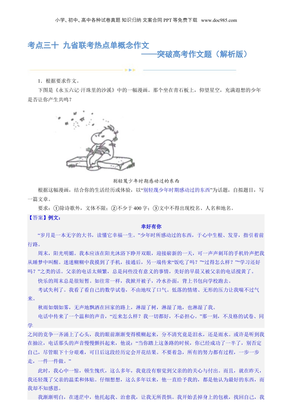 2024年新高考语文资料专题30 九省联考热点单概念作文（练习）-2024年高考语文二轮复习讲练测（新教材新高考） (解析版).docx