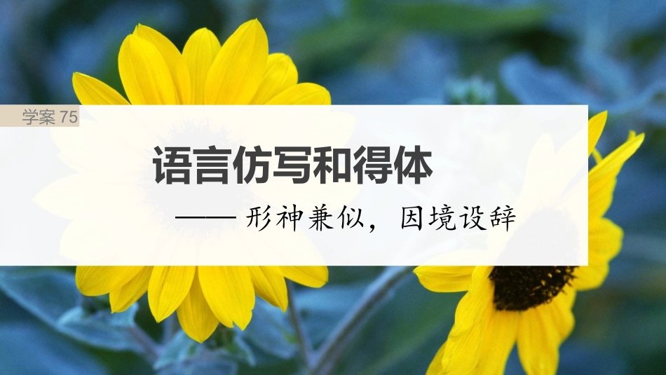 2024年新高考语文 板块8 第2部分 语言表达 课时75　语言仿写和得体——形神兼似，因境设辞.pptx