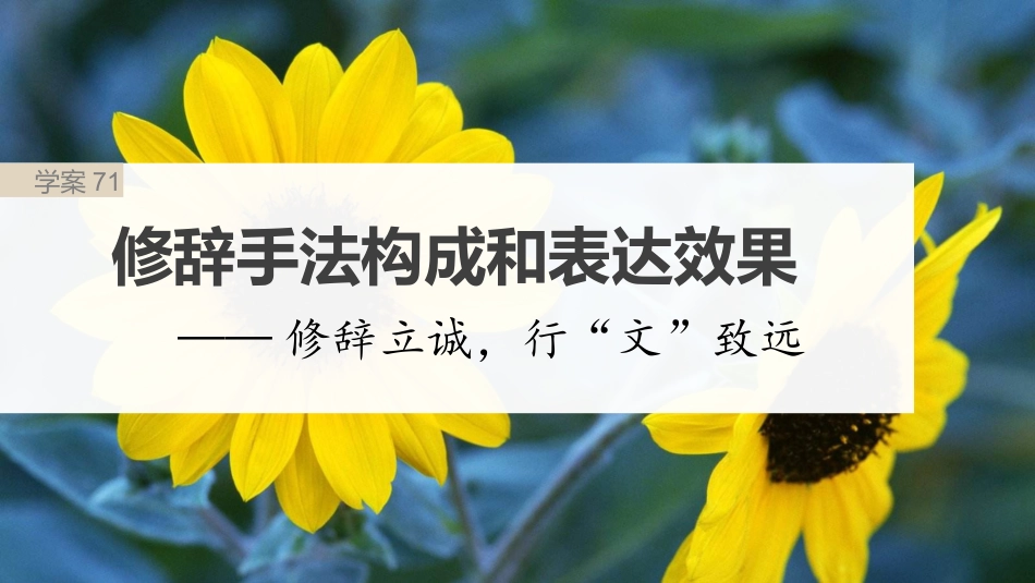 2024年新高考语文 板块8 第2部分 语言表达 课时71　修辞手法构成和表达效果——修辞立诚，行“文”致远.pptx