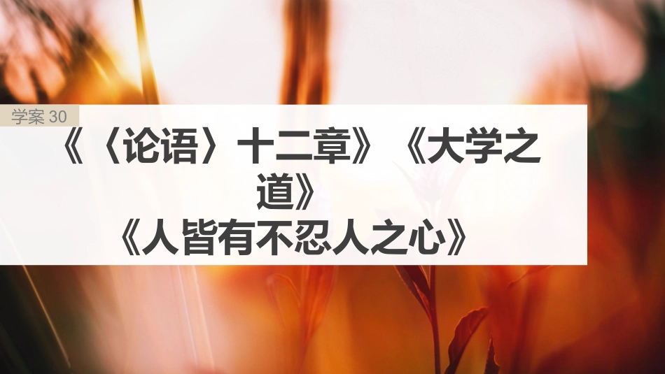 2024年新高考语文 板块5 第1部分 教材内文言文复习 课时30　《〈论语〉十二章》《大学之道》《人皆有不忍人之心》.pptx