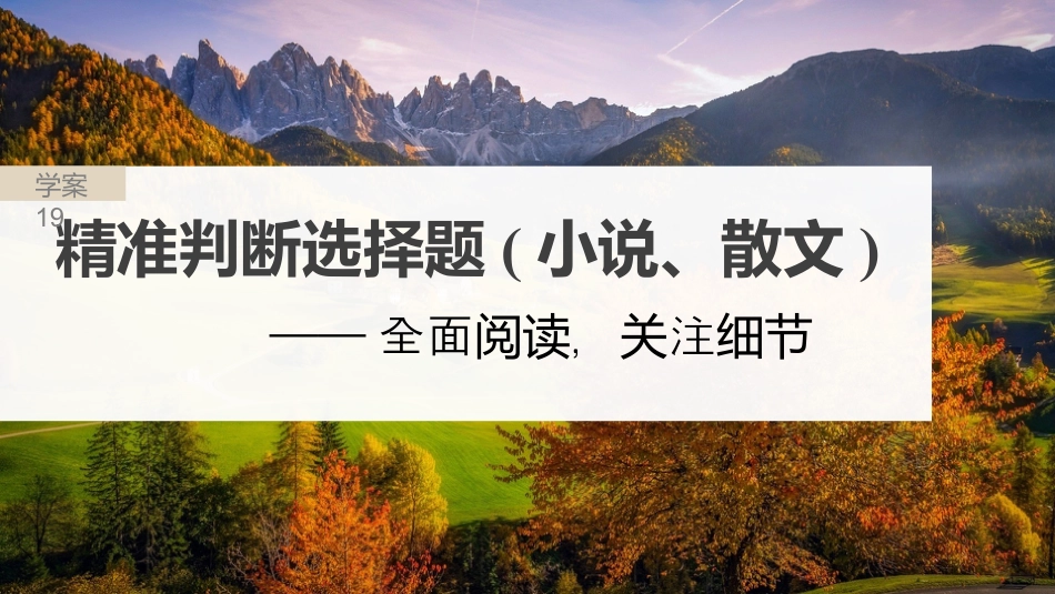 2024年新高考语文 板块3 小说阅读 课时19　精准判断选择题(小说、散文)——全面阅读，关注细节.pptx