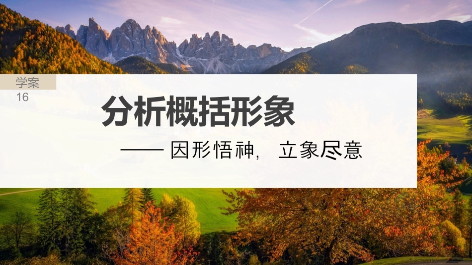 2024年新高考语文 板块3 小说阅读 课时16　分析概括形象——因形悟神，立象尽意.pptx
