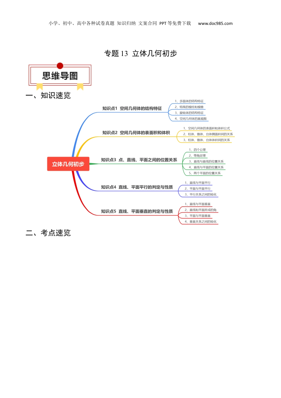 2024年新高考数学复习资料专题13 立体几何初步（原卷版）.docx