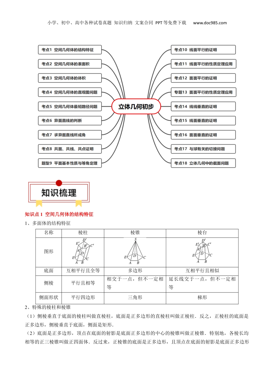 2024年新高考数学复习资料专题13 立体几何初步（原卷版）.docx