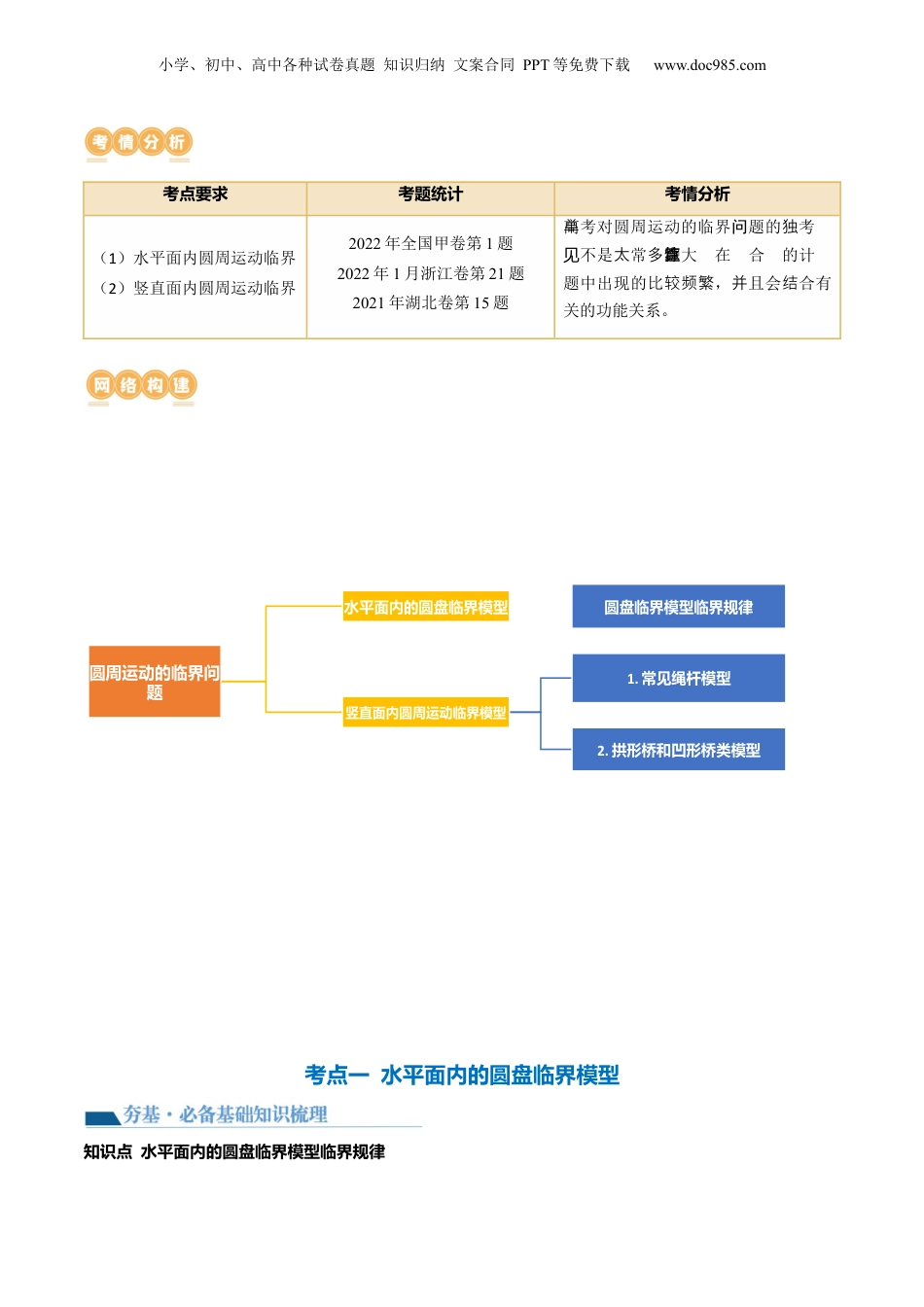 2024年新高考物理资料 第19讲 圆周运动的临界问题（讲义）（原卷版）.docx