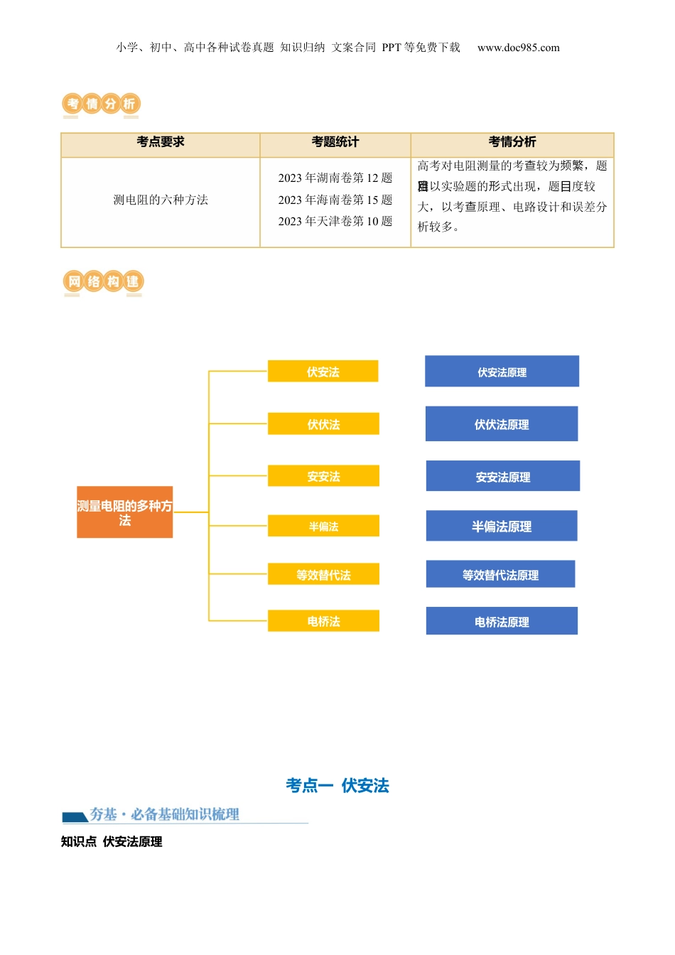 2024年新高考物理资料 第45讲 测量电阻的多种方法（讲义）（原卷版）.docx
