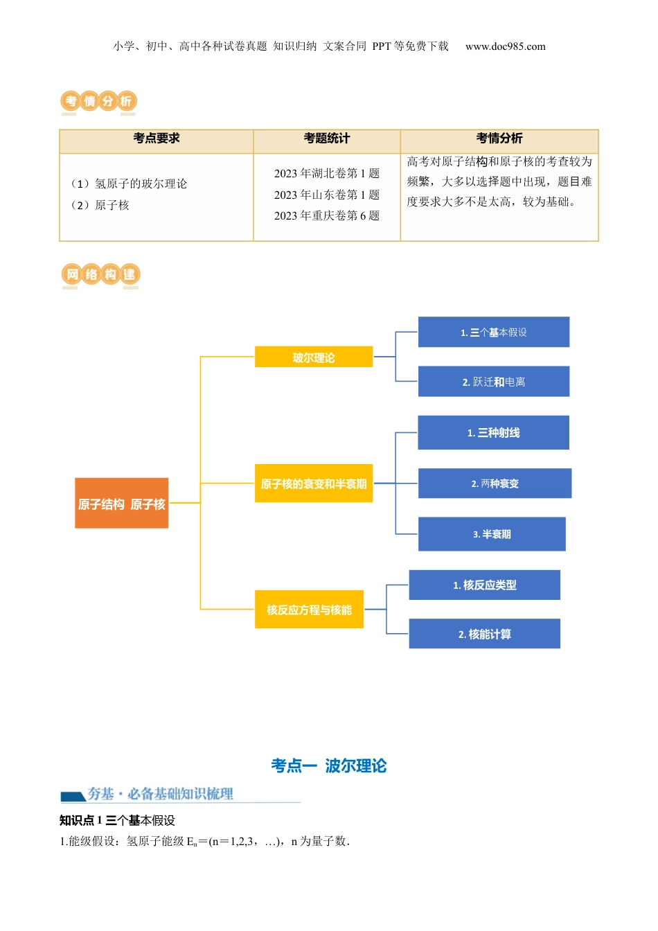 2024年新高考物理资料 第73讲 原子结构 原子核（讲义）（解析版）.docx