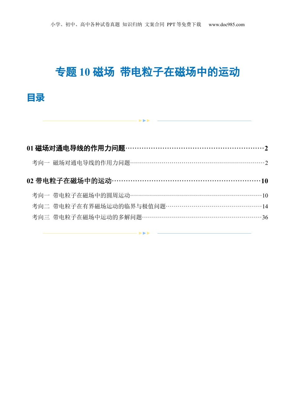 2024年新高考物理资料 专题10 磁场 带电粒子在磁场中的运动（练习）（解析版）.docx